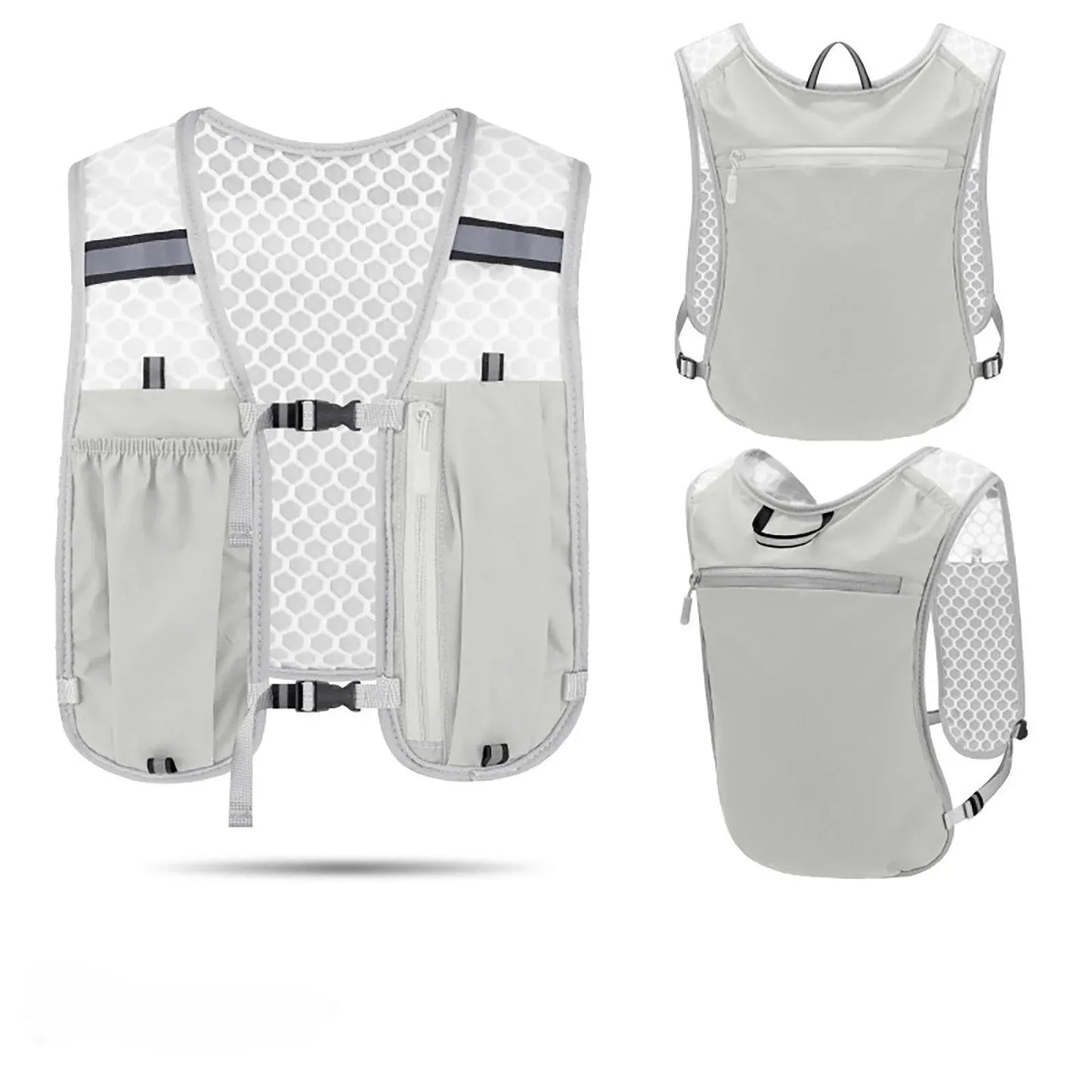 Grey Lightweight Running Vest for Women, Breathable Hydration Backpack for Hiking Running and Biking