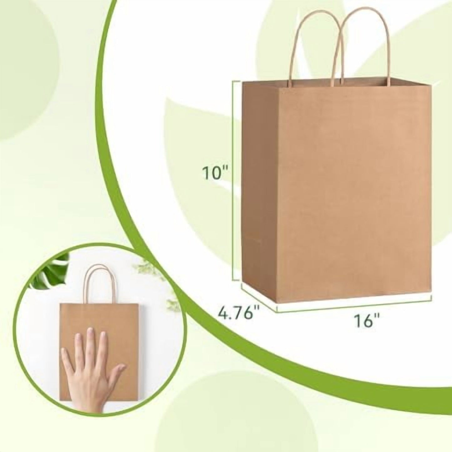 100 Pcs Brown Kraft Gift Bags With Handles, Medium Paper Bags for Craft Shopping Business Party Favor Retail Grocery, 5.91* 3.15 * 8.27in