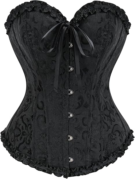 Corset Tops for Women, Bustier Shapewear Lingerie, Lace Waist Push Up Bodysuit black L