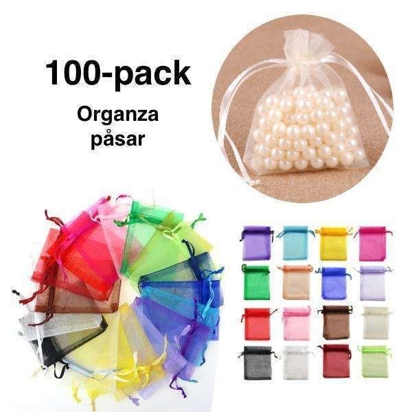 100pcs White Organza Bags, 9x7cm - Hand-sewn Gift Bags