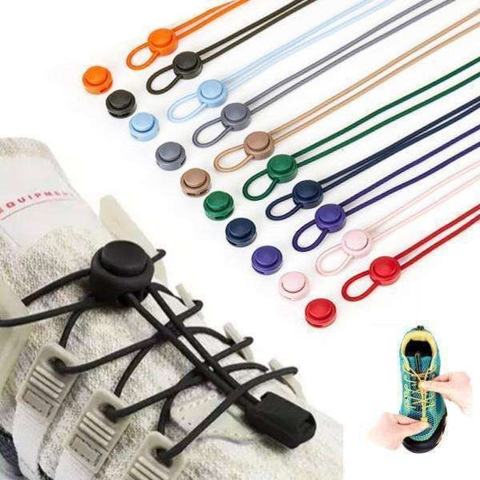2 Pairs Elastic Shoelaces with Drawstring, No Need to Tie Your Shoes, Neon Orange