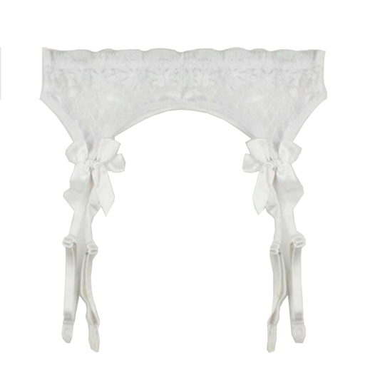 House Of Dasein Lace Top Stockings Garter Belt Erotic Lingerie Bdsm Fetish - White - Garters