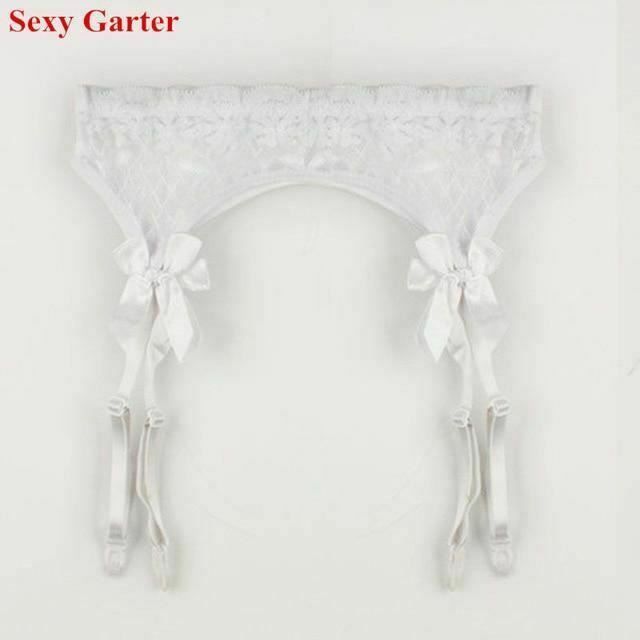 House Of Dasein Lace Top Stockings Garter Belt Erotic Lingerie Bdsm Fetish - White - Garters