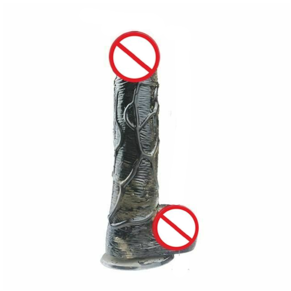 House Of Dasein Realistic Jelly Dildo Deep Throat Training Cock And Balls Dong - Black - 18Cm