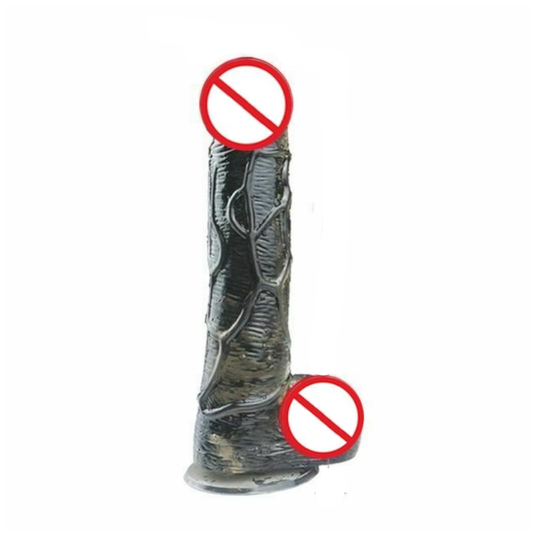 House Of Dasein Realistic Jelly Dildo Deep Throat Training Cock And Balls Dong - Black - 18Cm