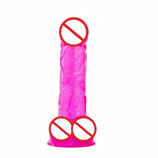 House Of Dasein Realistic Jelly Dildo Deep Throat Training Cock And Balls Dong - Pink - 18Cm