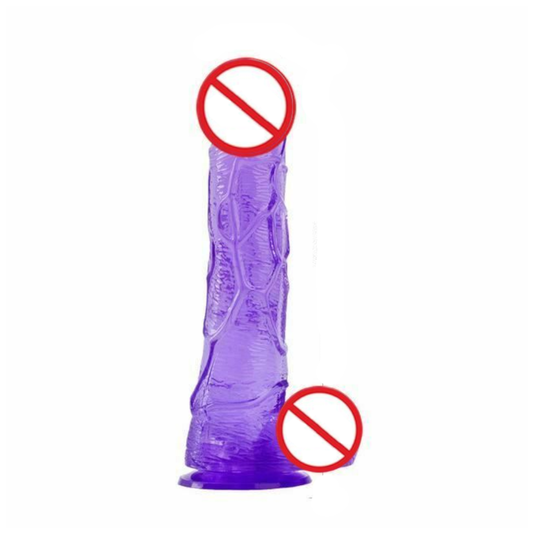 House Of Dasein Realistic Jelly Dildo Deep Throat Training Cock And Balls Dong - Purple - 18Cm