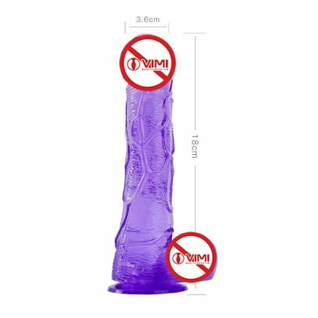 House Of Dasein Realistic Jelly Dildo Deep Throat Training Cock And Balls Dong - Purple - 18Cm