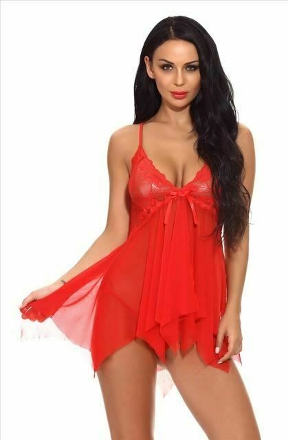 House Of Dasein Sexy Sheer Doll Lingerie Women - Red - Xxl