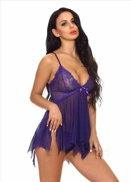House Of Dasein Sexy Sheer Doll Lingerie Women - Purple - Xxl