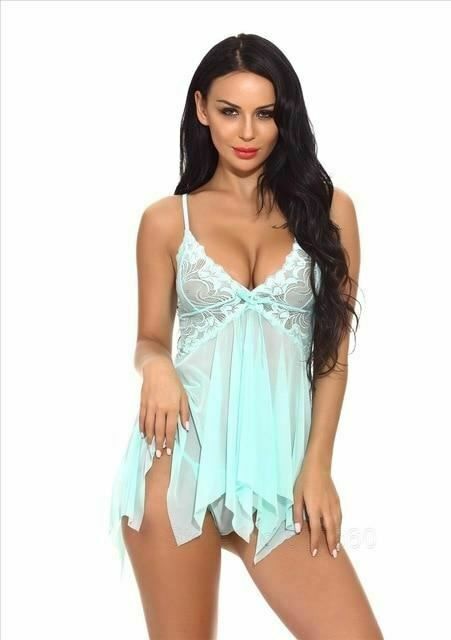House Of Dasein Sexy Sheer Doll Lingerie Women - Sky Blue - S