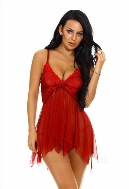 House Of Dasein Sexy Sheer Doll Lingerie Women - Wine Red - S