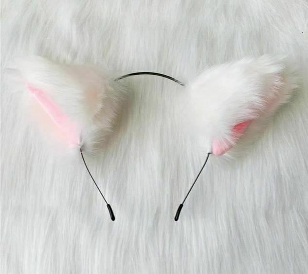 House Of Dasein Kitten Anime Lolita Cosplay Neko Faux Fox Fur Cat Ears Ddlg Bdsm - White