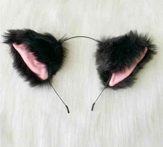 House Of Dasein Kitten Anime Lolita Cosplay Neko Faux Fox Fur Cat Ears Ddlg Bdsm - Black