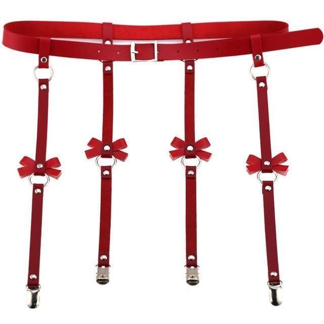 House Of Dasein Vegan Leather Waist Belt Lingerie Women - Red