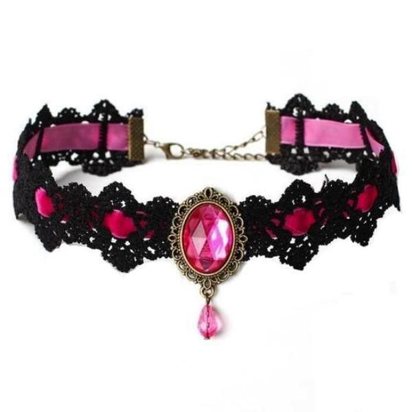 Veile Studios Gothic Lace Choker - Pink