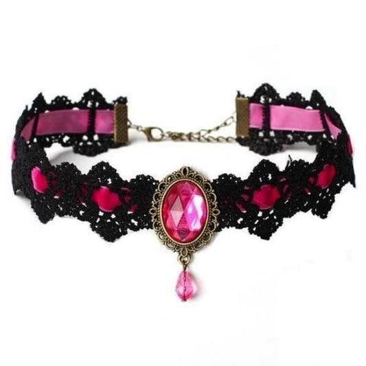 Veile Studios Gothic Lace Choker - Pink