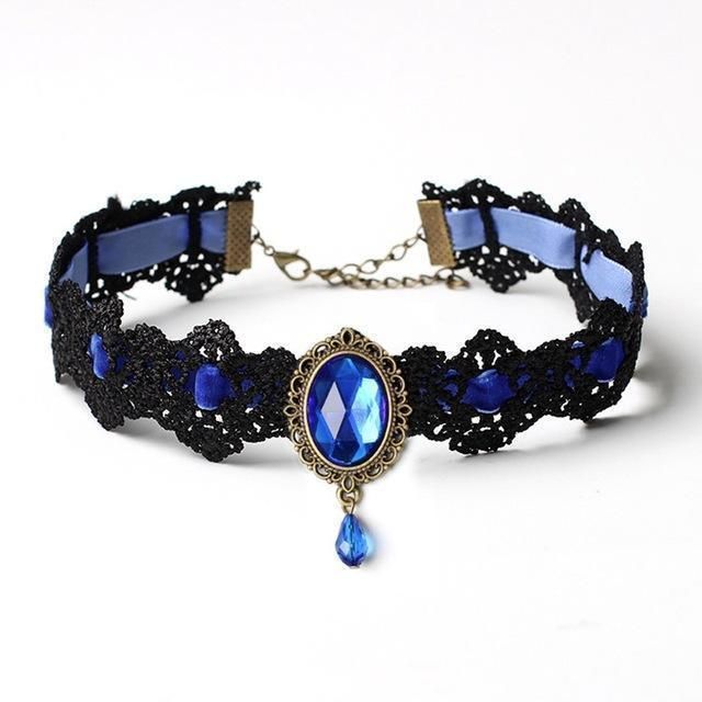 Veile Studios Gothic Lace Choker - Blue