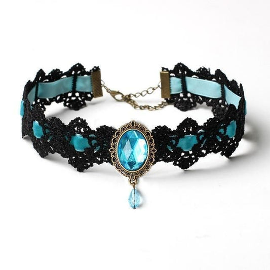 Veile Studios Gothic Lace Choker - Light Blue