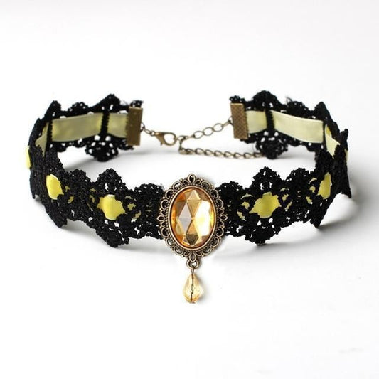 Veile Studios Gothic Lace Choker - Yellow