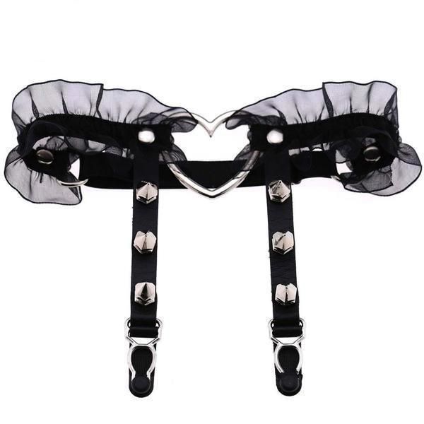 House Of Dasein Ruffled Garter Belt Lingerie Women - Black