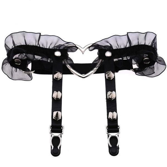 House Of Dasein Ruffled Garter Belt Lingerie Women - Black