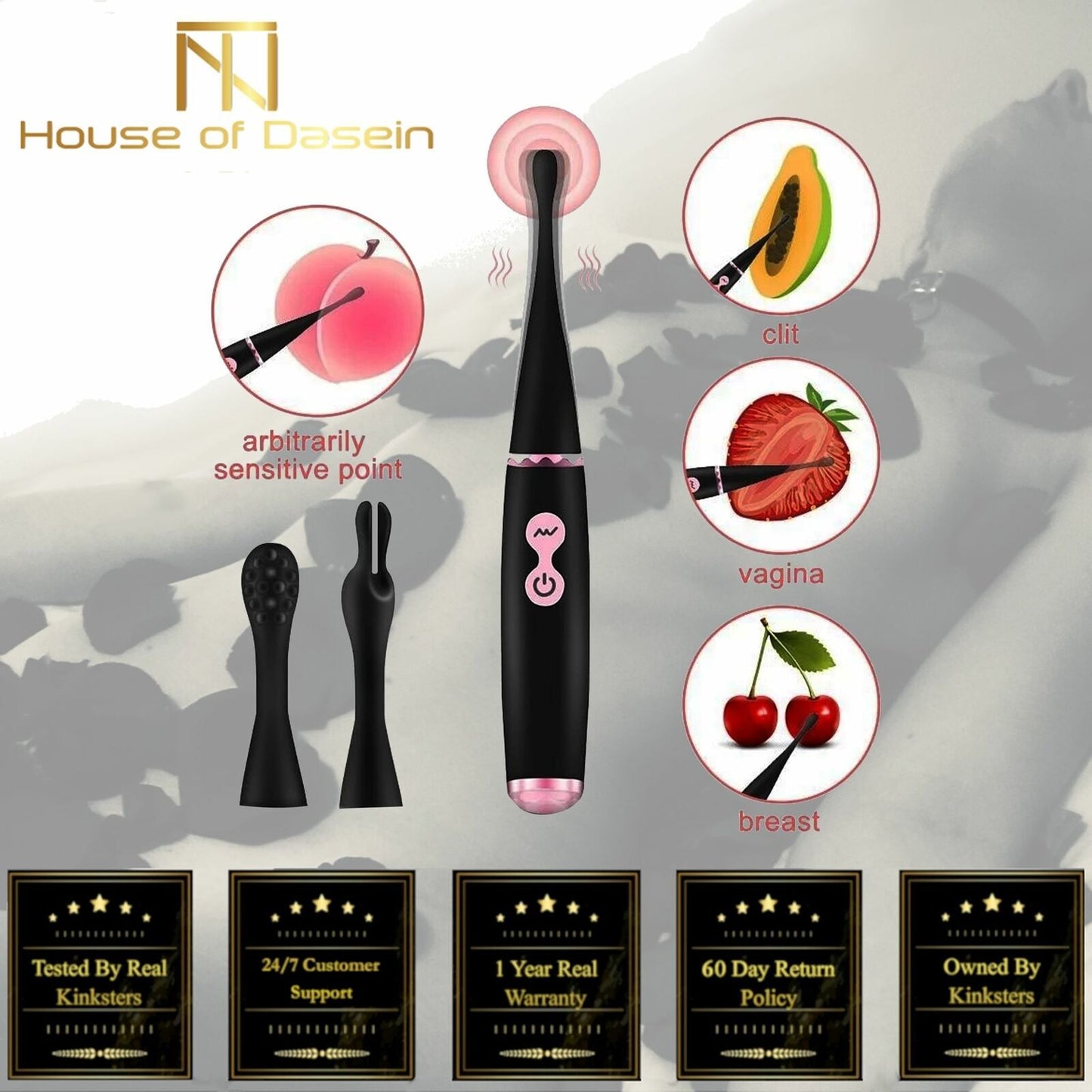 House Of Dasein Ultrasonic G Spot Vibrator Clitoral Orgasm Masturbation Women - Black