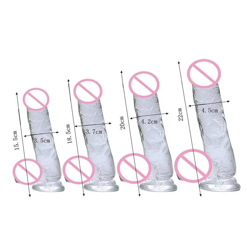 House Of Dasein Realistic Clear Dildo Jelly Cock Balls Dong Suction Cup 4 Size Classic - Clear - S (15X3.5Cm)