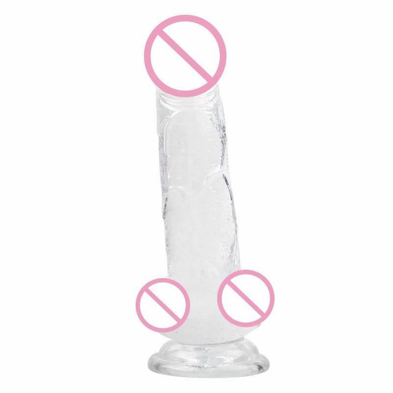 House Of Dasein Realistic Clear Dildo Jelly Cock Balls Dong Suction Cup 4 Size Classic - Clear - S (15X3.5Cm)