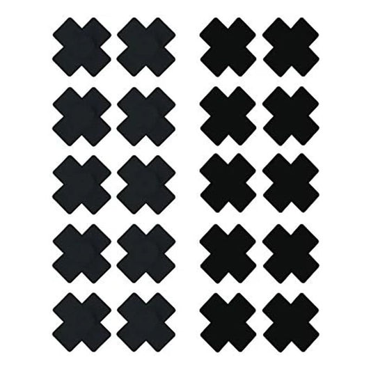 10 Pack Disposable X Plus Sign Cross Self Adhesive Satin Nipple Cover Pasties Stickers Black - Black