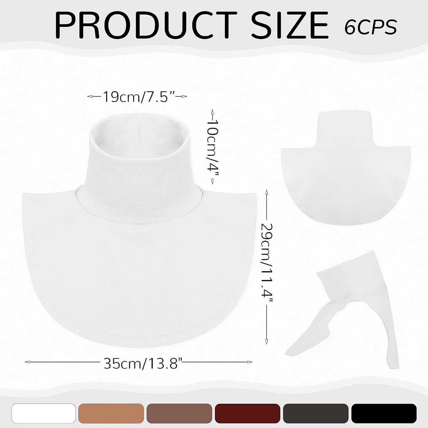 6 Pcs Women Fake Collar Detachable Dickey Collar Solid Turtleneck Mock Turtleneck Dickey Half Blouse Neckband