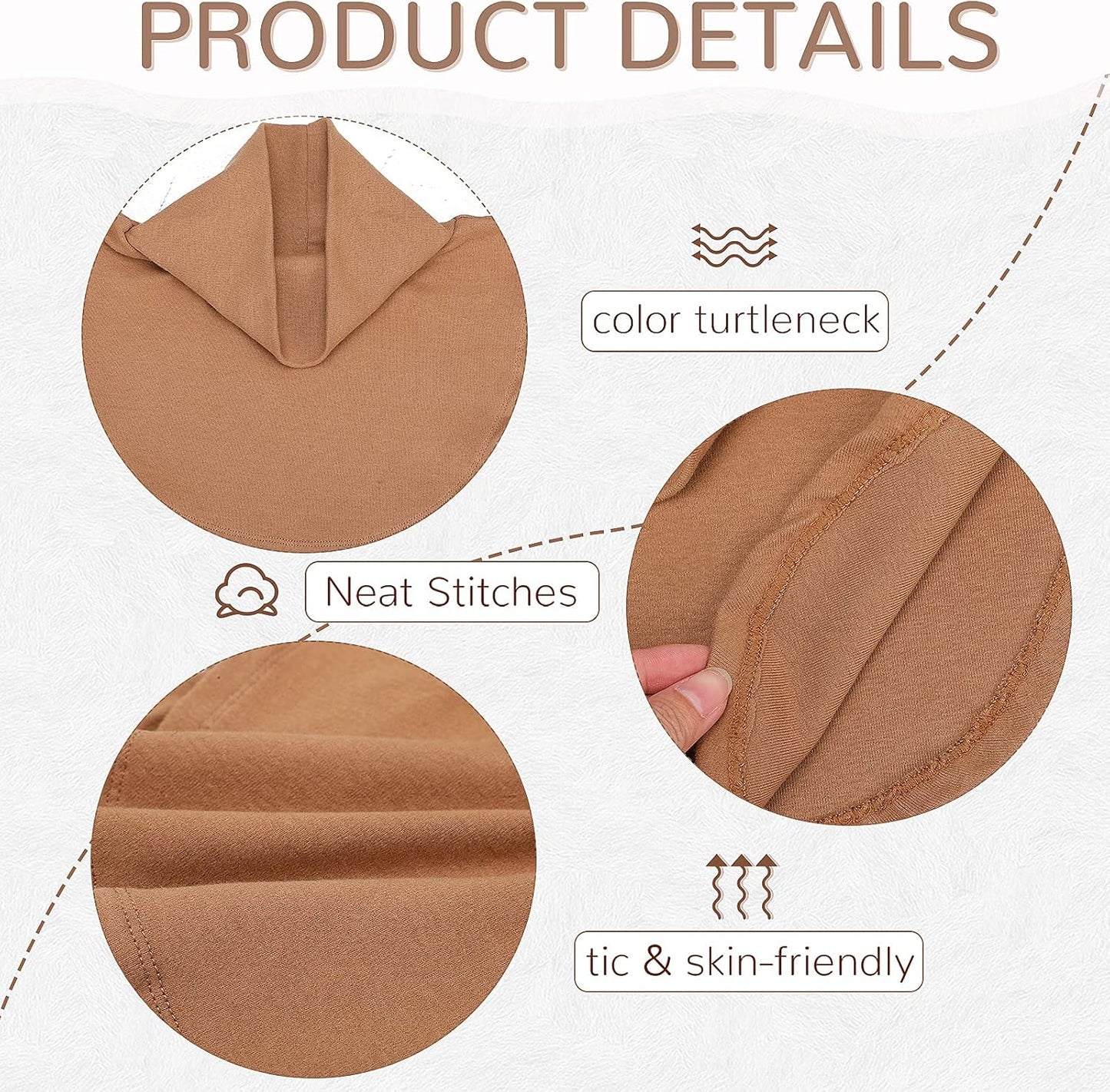 6 Pcs Women Fake Collar Detachable Dickey Collar Solid Turtleneck Mock Turtleneck Dickey Half Blouse Neckband