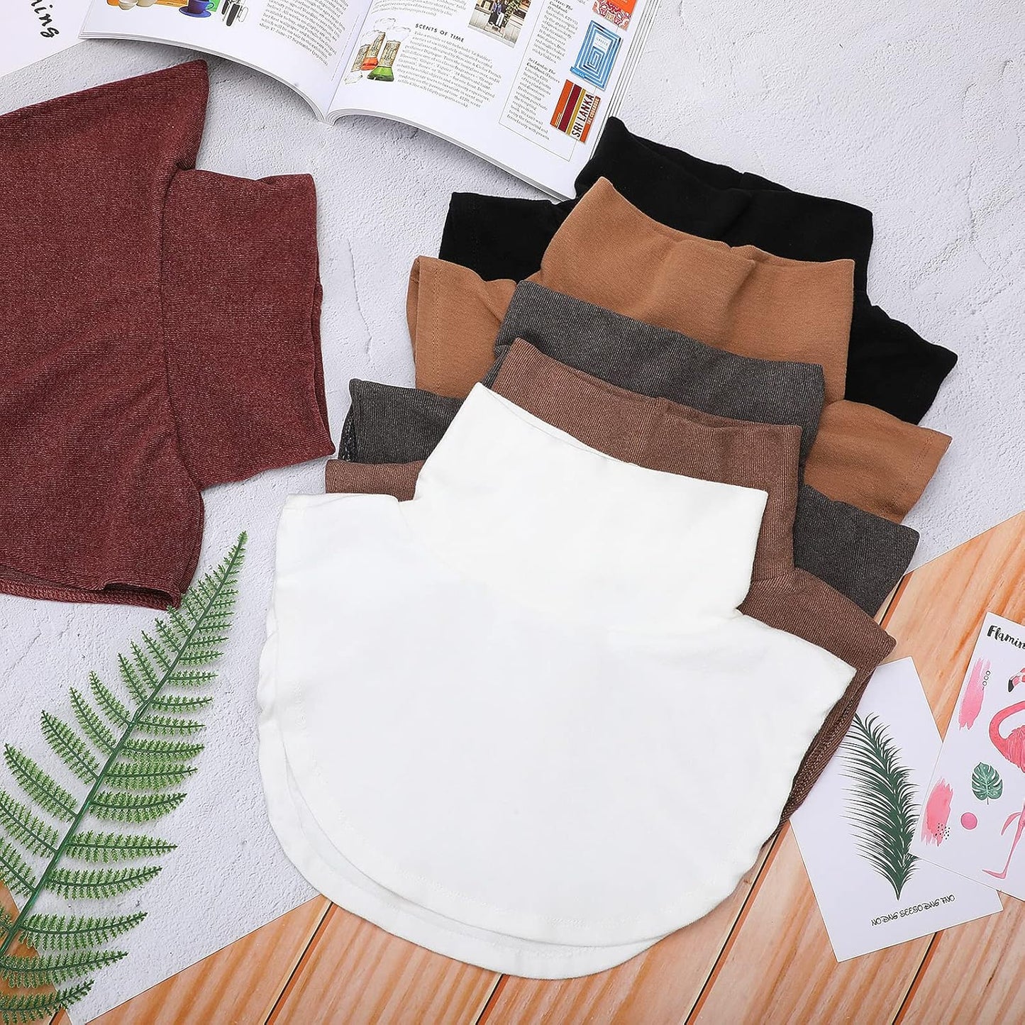 6 Pcs Women Fake Collar Detachable Dickey Collar Solid Turtleneck Mock Turtleneck Dickey Half Blouse Neckband