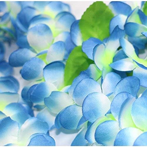 Yansanido 4 Pcs Blue Hawaiian Leis with Green Leaves for Graduation Party, Dance Party, Photo Prop in Outdoors (Blue)