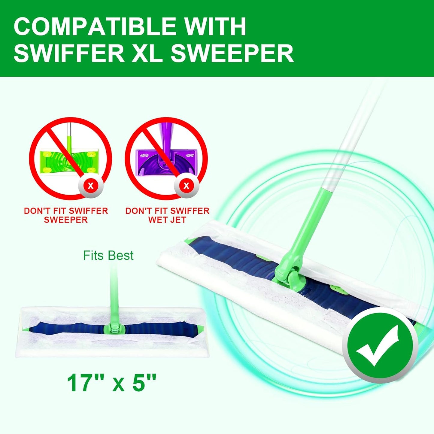 30 Count Disposable XL Dry Sweeping Cloths + 2 Pack Reusable Microfiber Mop Pads for Swiffer Sweeper XL Mop (Mop is not Included)