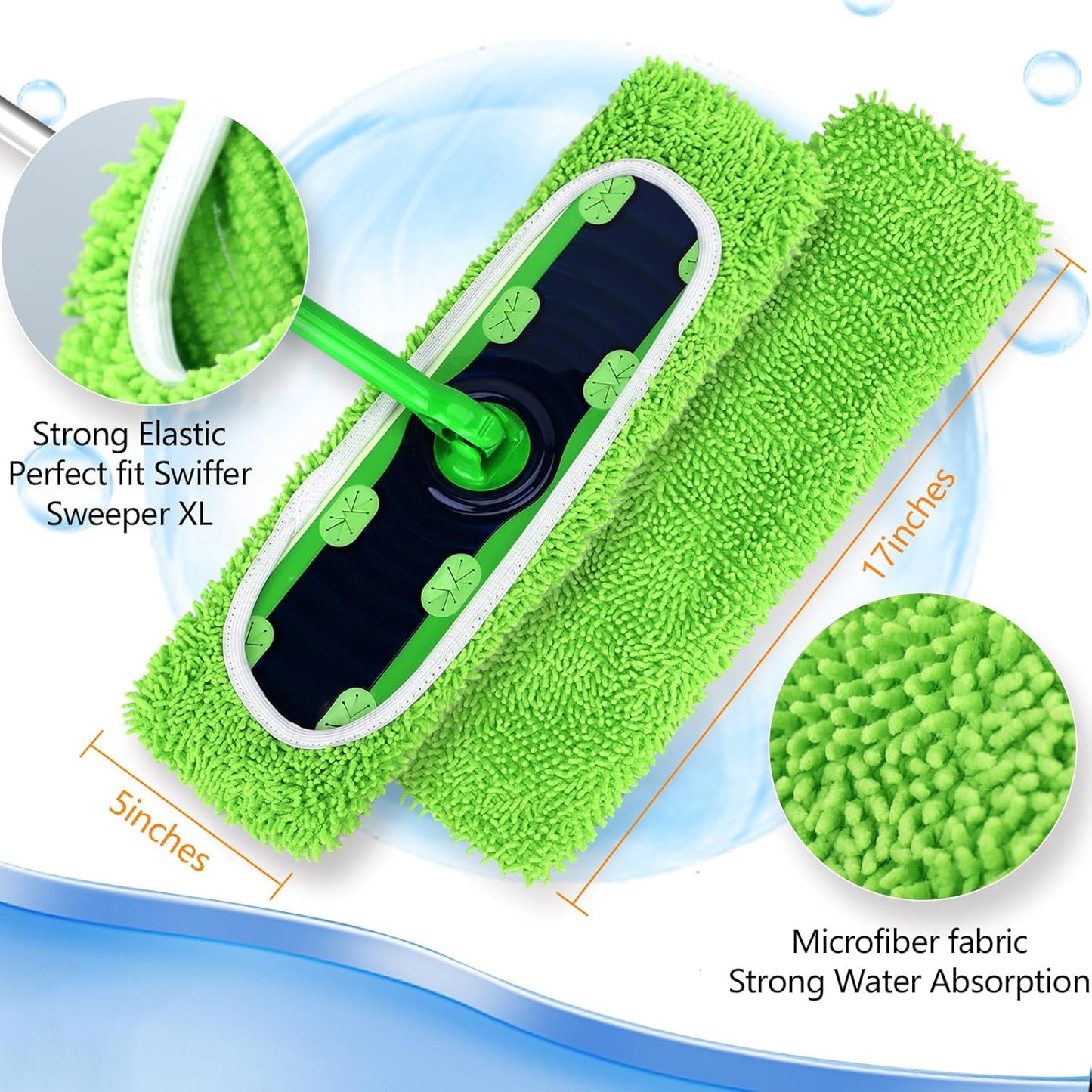 30 Count Disposable XL Dry Sweeping Cloths + 2 Pack Reusable Microfiber Mop Pads for Swiffer Sweeper XL Mop (Mop is not Included)