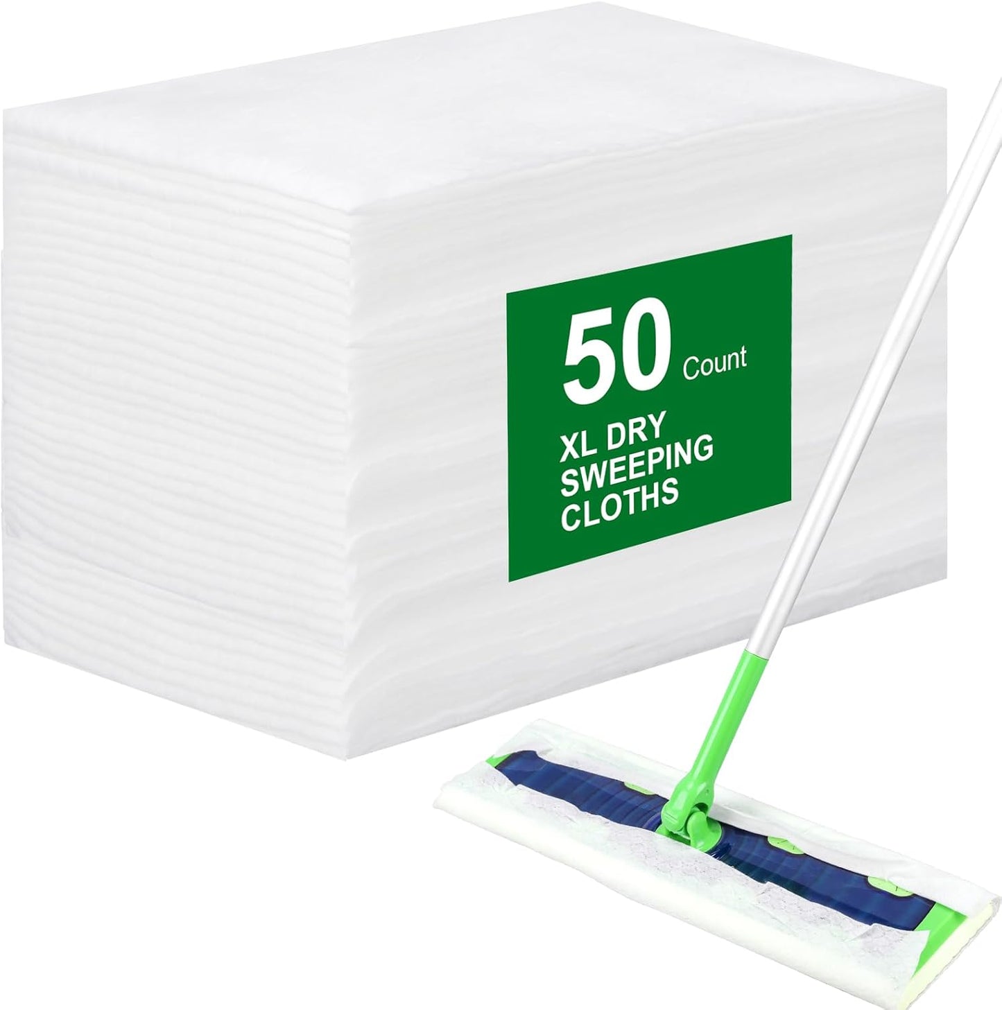 50 Count Disposable XL Dry Sweeping Cloths + 6 Pack Reusable Microfiber Mop Pads for Swiffer Sweeper XL Mop (Mop is not Included)