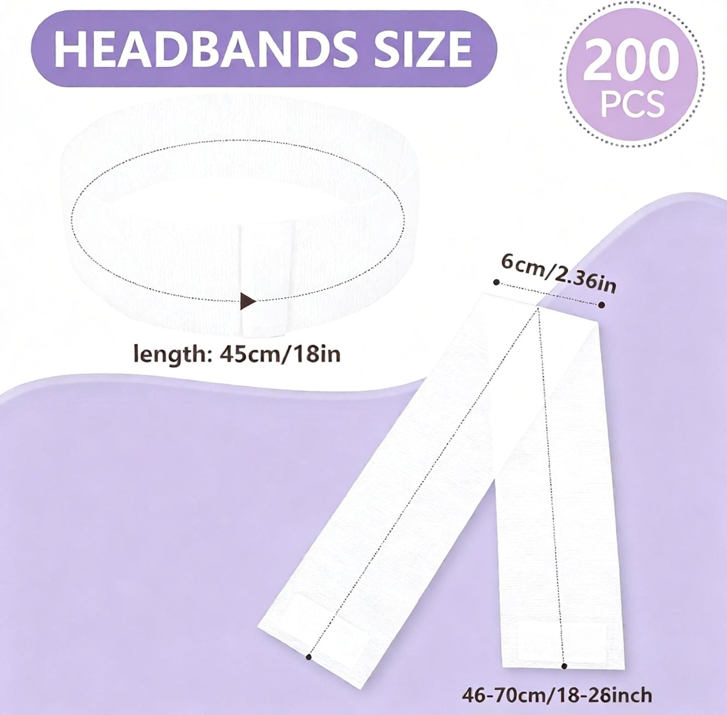 200 Count Disposable Spa Facial Headbands with Convenient Closure,White Stretch Facial Headwraps Soft for Facials Skincare Spa