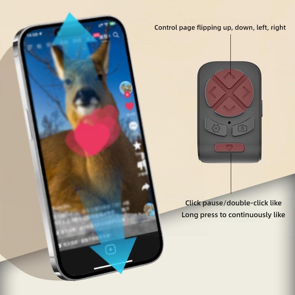 for TIK-Tok Remote Control Ring,Wireless Page Turner,Bluetooth Remote Control Ring Finger Scroller,Finger Clicker for Phone Scrolling, for Videos,Photos,Novels (Purple)
