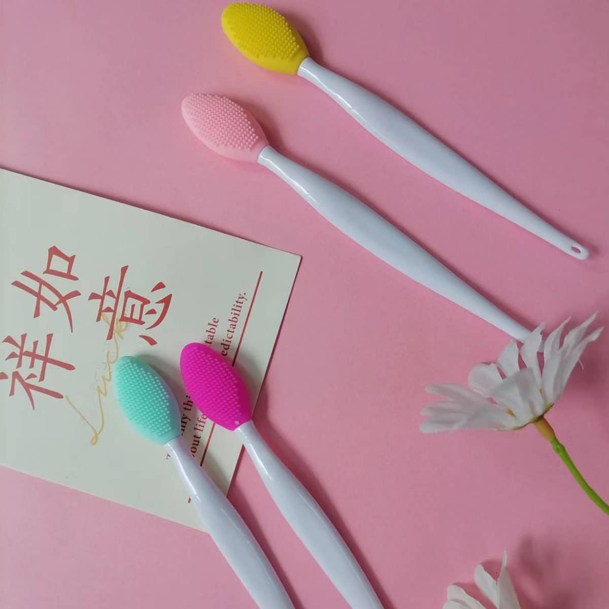 4 PCS Lip Scrub Brush,Double-Sided Silicone Exfoliating Lip Brush Exfoliating Brush for Men Wome Double-sided Soft Lip Brush for Smoother and Fuller Lip Appearance