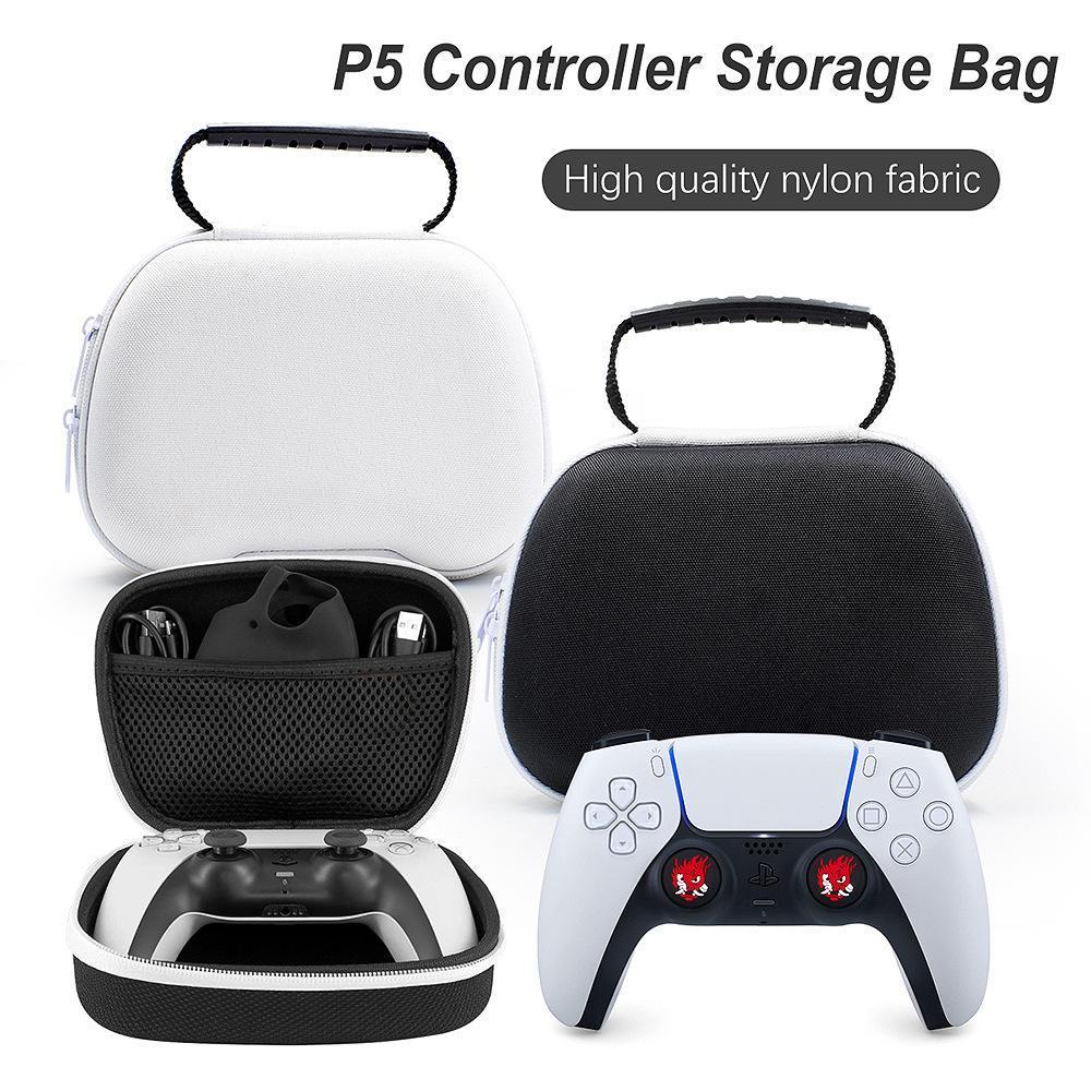 Gaming Controller Travel Carrying Case Compatible with Playstation 5 Wireless Controllers. Protective Storage Holder Bag Cover for PS5 Console (Box Only)-White & Black