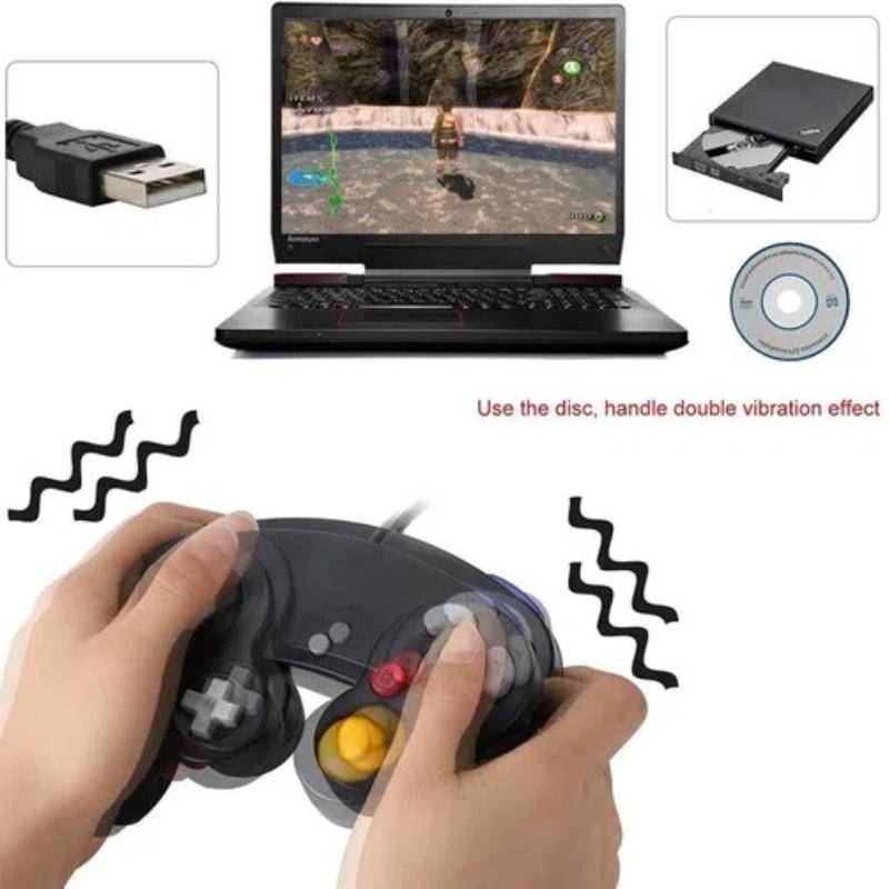 Wired Game Controller for NGC Console - Classic Design,Compatible with GameCube,Vibration Feature - Transparent Yellow