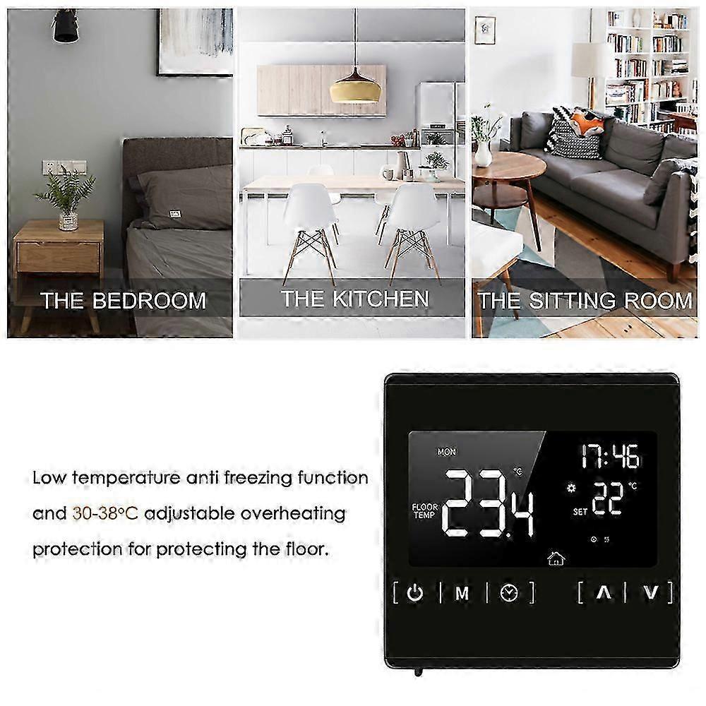 Smart LCD Touchscreen Thermostat Programmable Electric Floor Heating Temperature Controller