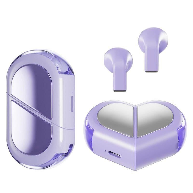 K520 deformable cute heart-shaped bluetooth headset tws compact stereo - blue