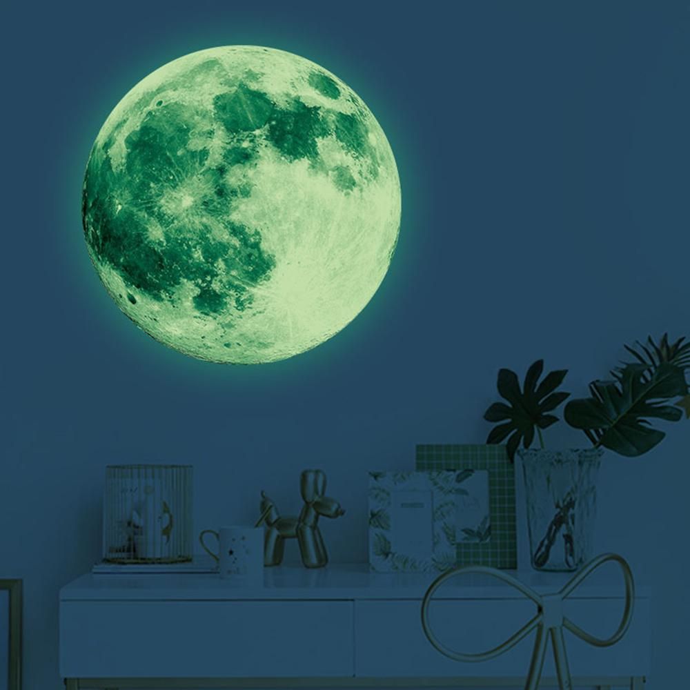 30X30CM Glow in The Dark Stars and Moon for Ceiling Decorations Glow Wall Stickers -Pink
