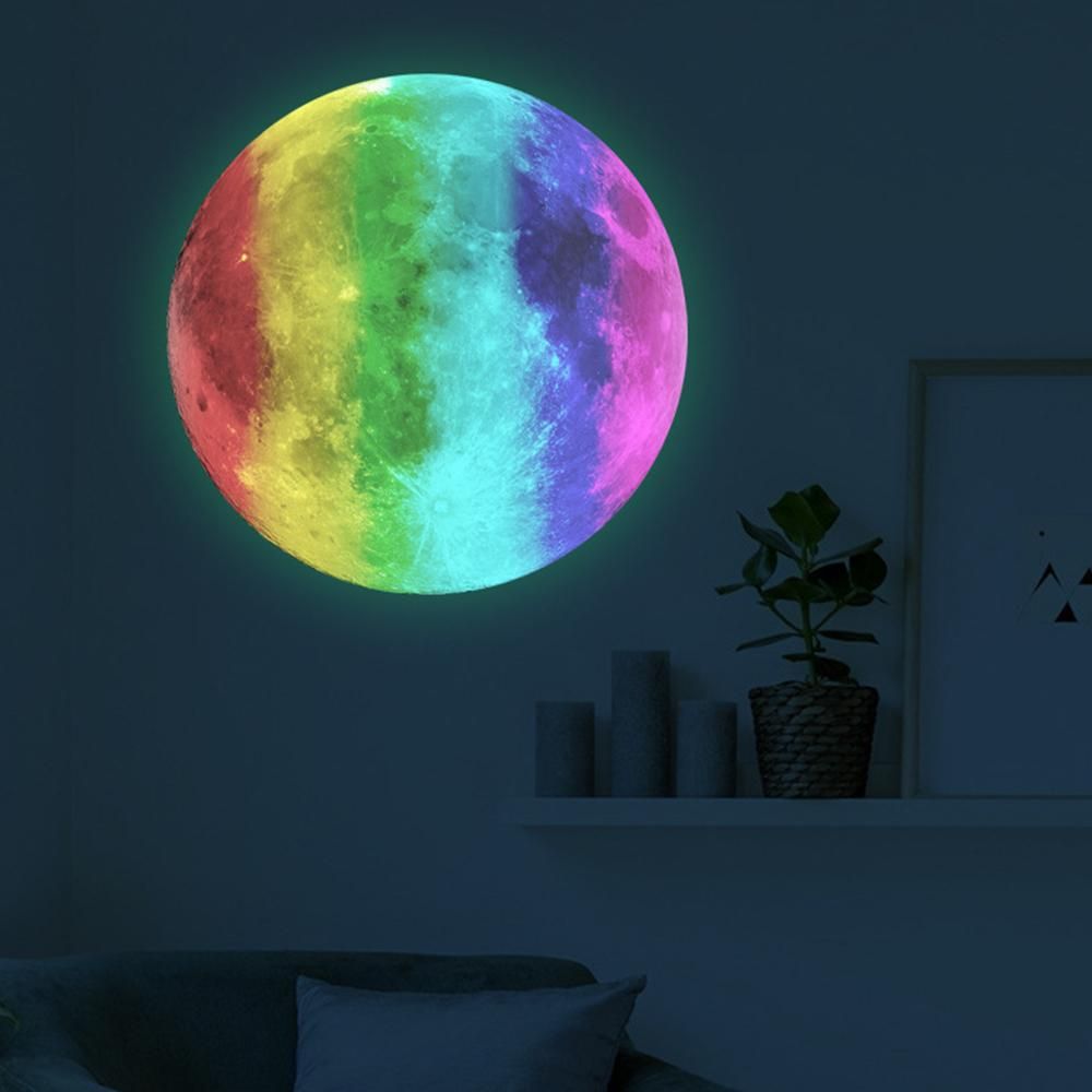 30X30CM Glow in The Dark Stars and Moon for Ceiling Decorations Glow Wall Stickers -Blue