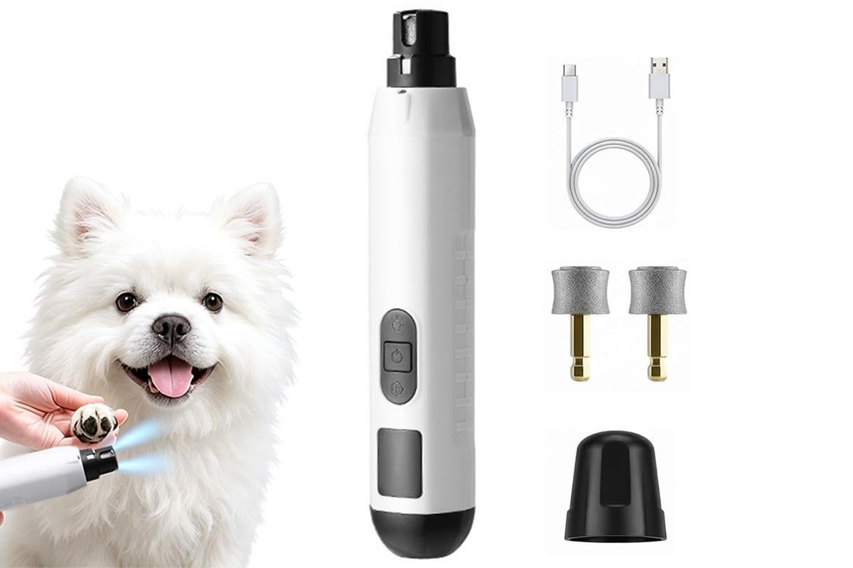 Electric Pet Nail Grinder for Dogs Cats with 5 Speeds LED Light Super Quiet-Blue