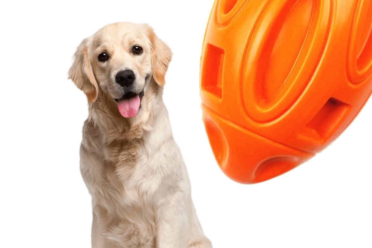Puppy Chew Ball With Squeaker Dog Chew Toys Squeaky Dog Toys For Aggressive Chewers-Orange