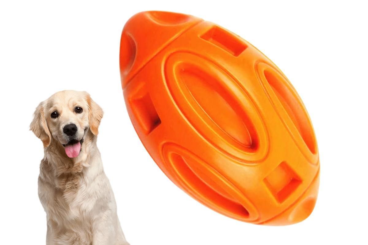 Puppy Chew Ball With Squeaker Dog Chew Toys Squeaky Dog Toys For Aggressive Chewers-Orange