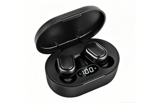 Bluetooth 5.1 Wireless Earbuds with LED Display IPX4 Waterproof Headphones-Black